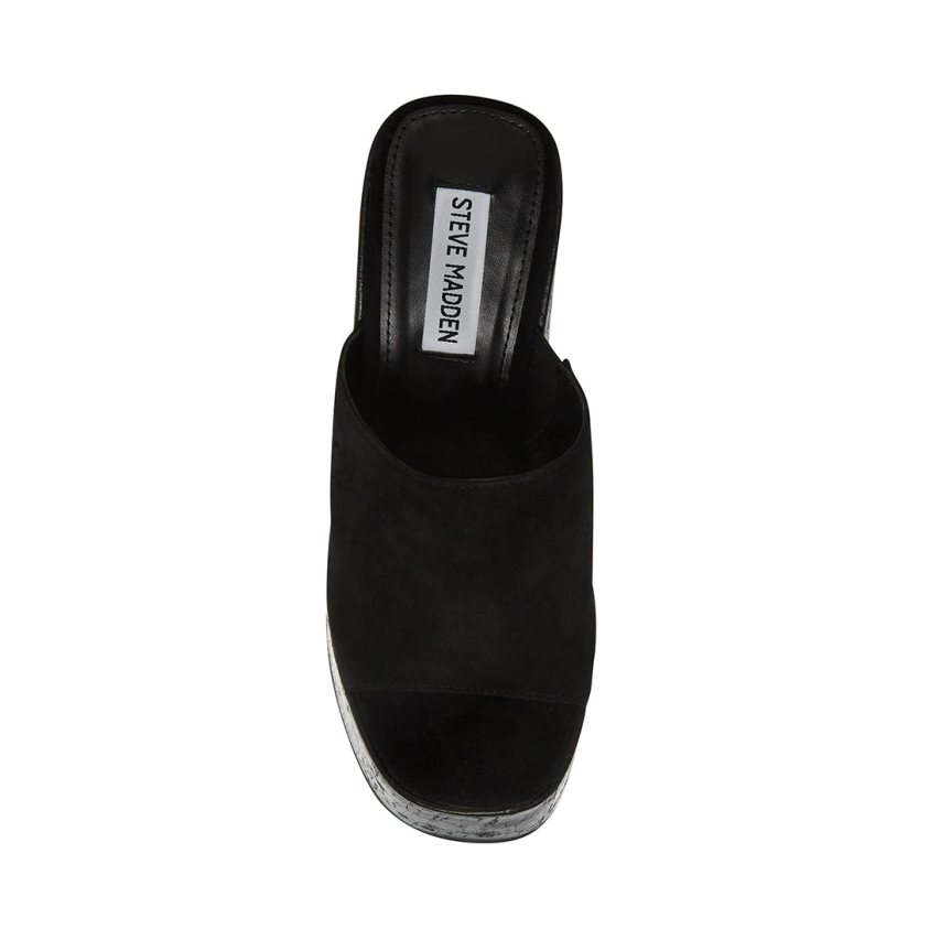 Zapatos Cuña Steve Madden Joanne Gamuza Mujer Negras | ES PD6984